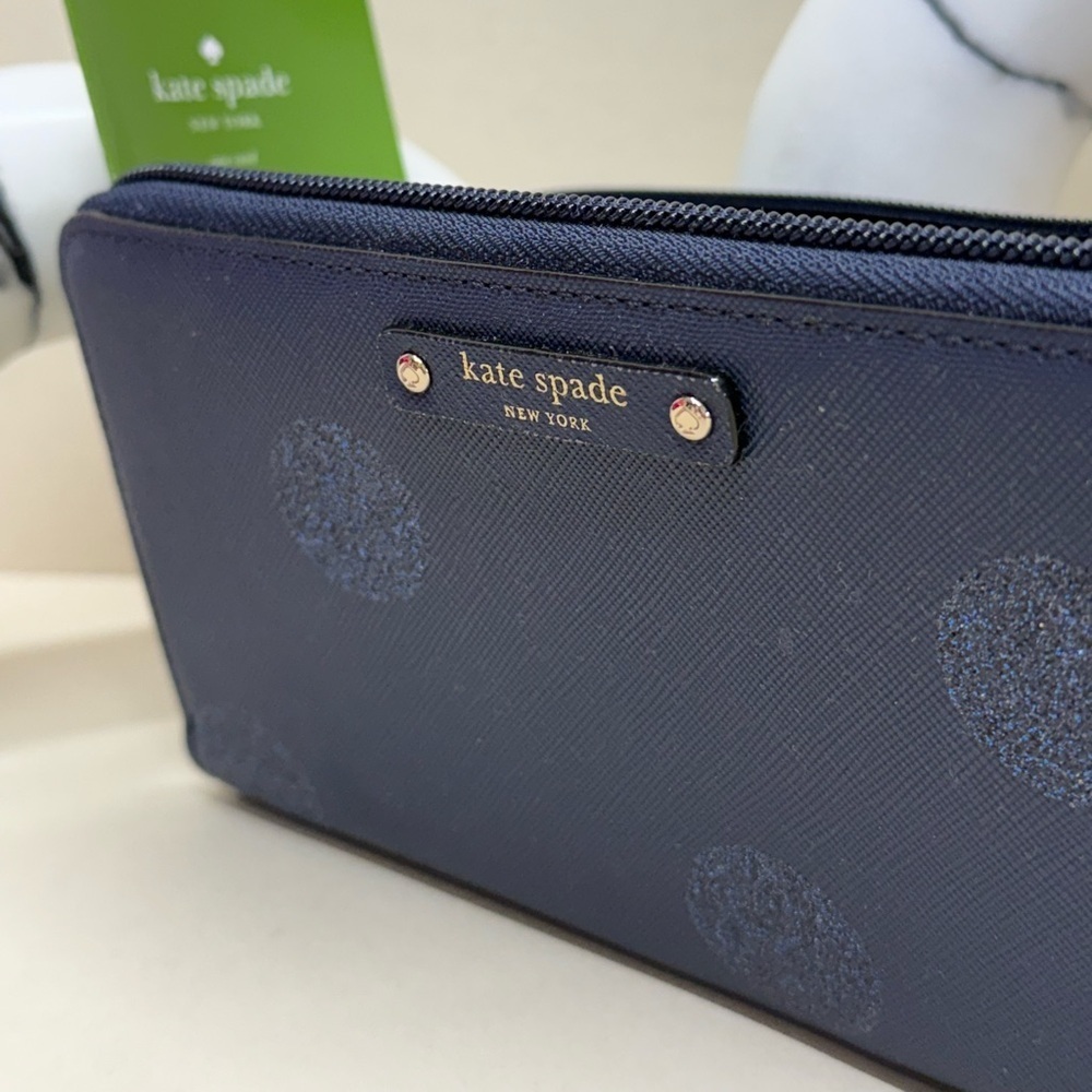 (new+tag) Kate Spade neda long wallet navy polka dots classic - Picture 9 of 12